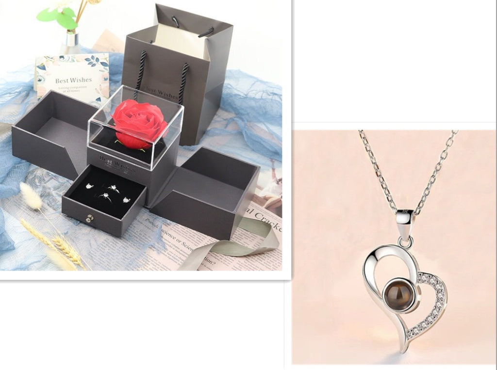 Cadeaux de Saint-Valentin en métal, boîte à bijoux, collier pour mariage, cadeaux de collier pour petite amie.