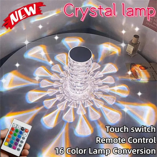 Lampe de table en cristal rechargeable, lumière de nuit en diamant avec une forme de goutte, lampe LED de chevet 3 et 16 couleurs, lampe tactile pour la décoration de la maison et de la chambre.