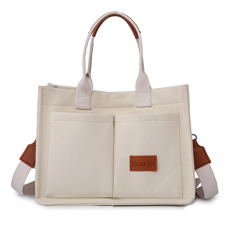 Sac fourre-tout en toile décontracté pour femme, sac à bandoulière, sac de maman, grande capacité, messager, multi-poches, sac à main chic et réutilisable