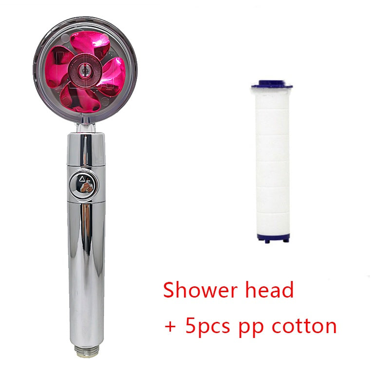 Pommeau de douche à économie d'eau, rotation à 360 degrés avec petit ventilateur, buse de pulvérisation haute pression ABS, accessoires de salle de bain.