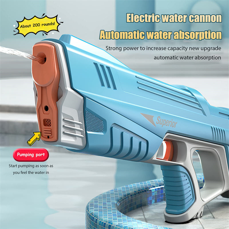 Pistolet à eau électrique automatique complet d'été, jouet à induction absorbant l'eau, pistolet à eau haute technologie pour les combats d'eau en extérieur à la plage.