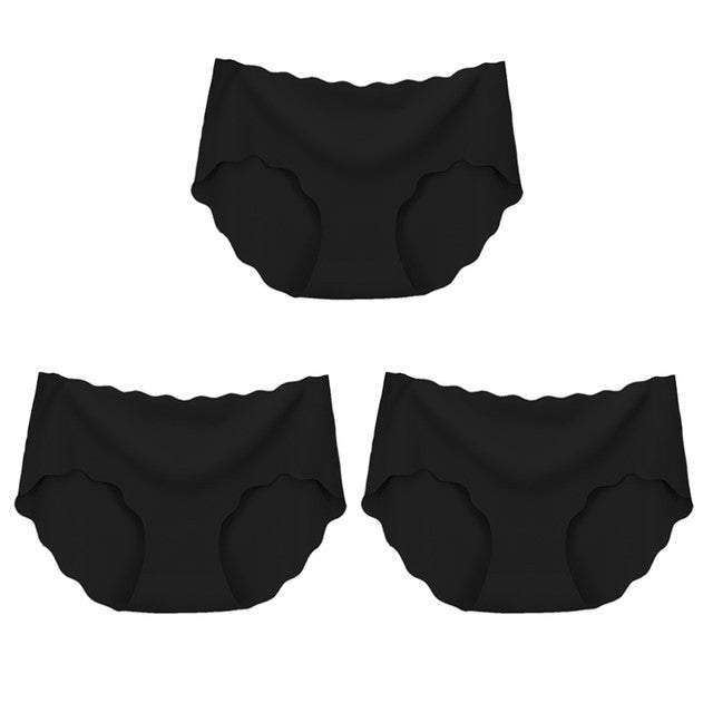 Lot de 3 sous-vêtements sans couture en soie pour femmes, culottes, lingerie sexy