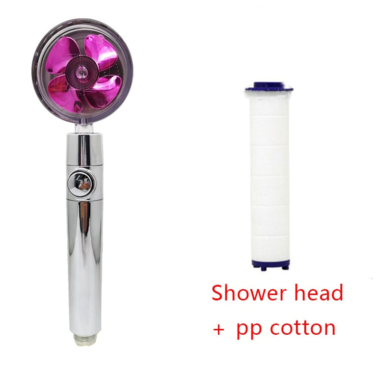 Pommeau de douche à économie d'eau, rotation à 360 degrés avec petit ventilateur, buse de pulvérisation haute pression ABS, accessoires de salle de bain.