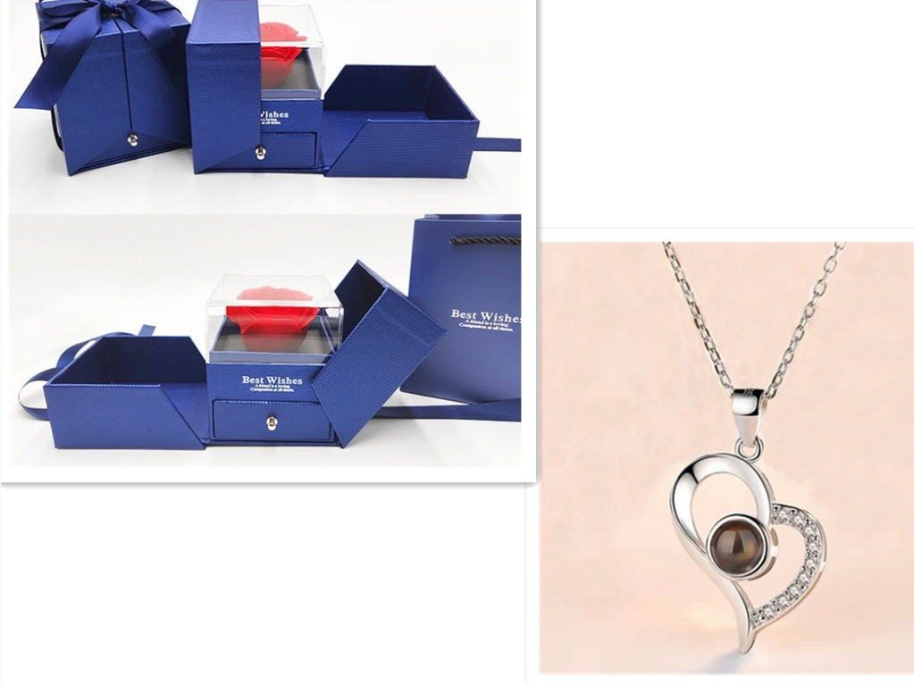 Cadeaux de Saint-Valentin en métal, boîte à bijoux, collier pour mariage, cadeaux de collier pour petite amie.