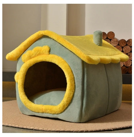 Maison pour chien pliable, lit pour chat, villa d'hiver pour chien, chenil de sommeil, nid amovible, cave chaude et fermée, canapé pour animaux de compagnie.