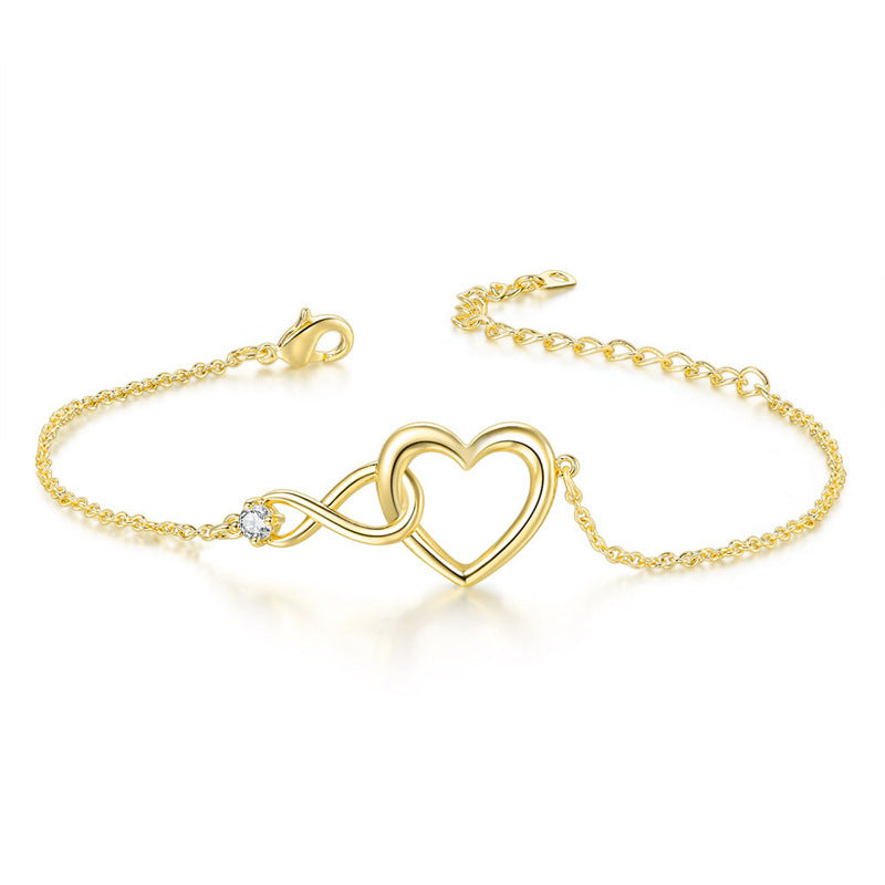 Bracelet en forme de cœur Bijoux de mode Bracelet d'amour polyvalent Cadeau pour petite amie Jour de la Saint-Valentin