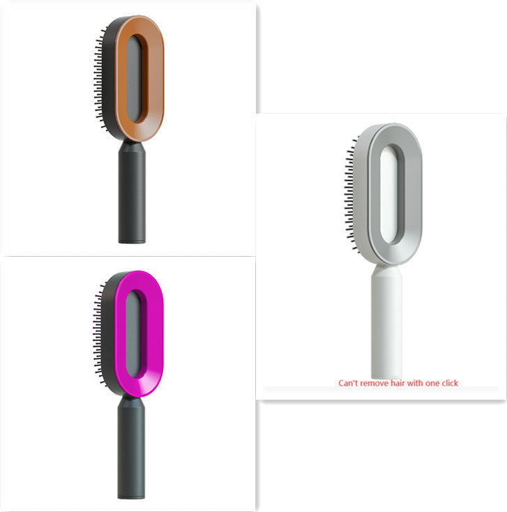 Brosse à cheveux auto-nettoyante pour femmes, brosse de massage du cuir chevelu avec airbag anti-perte de cheveux et nettoyage à une touche, brosse anti-statique.