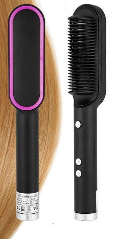 Nouvelle brosse à cheveux électrique 2 en 1 avec lisseur, peigne chauffant, ions négatifs et fonction de curling, brosse à cheveux à double usage.