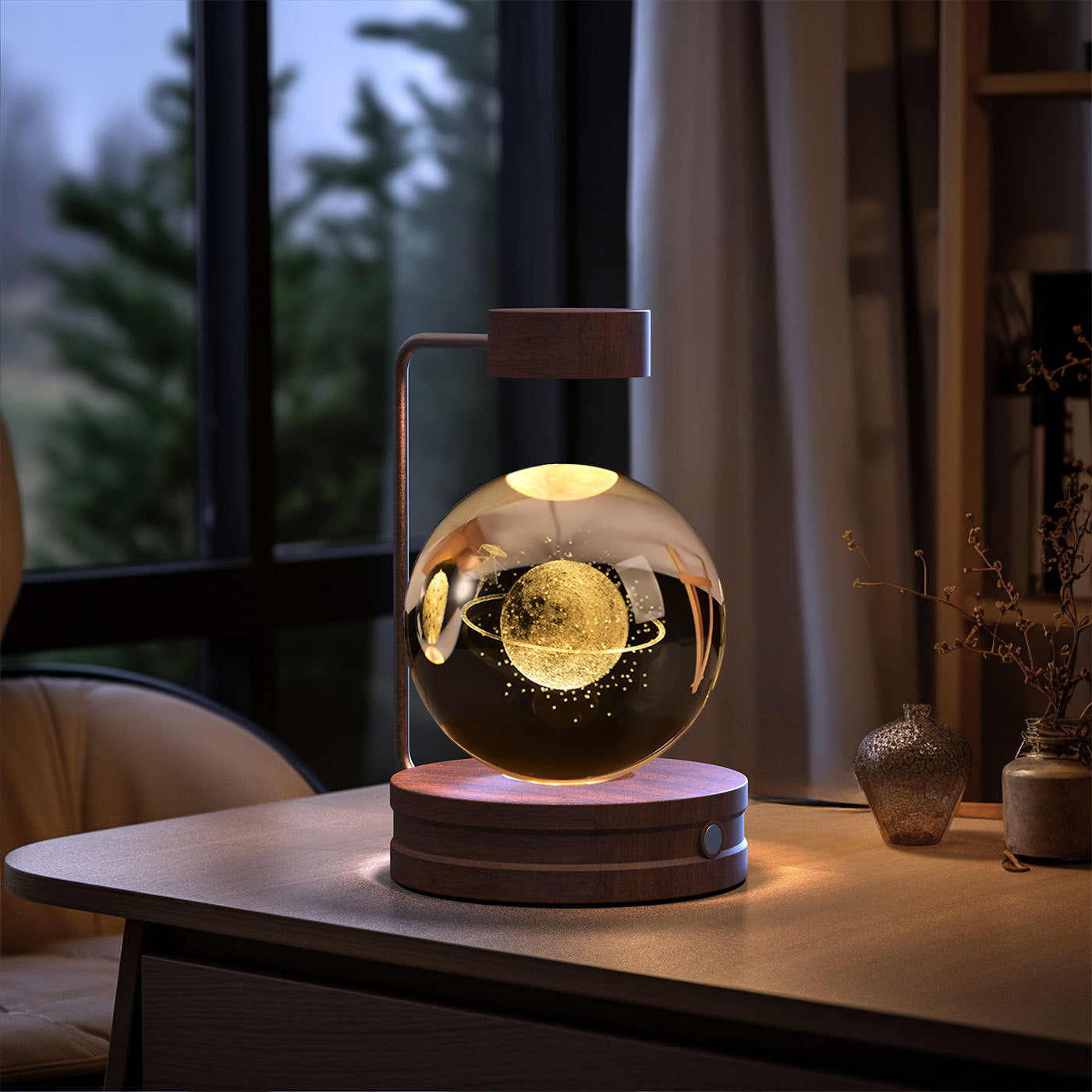 Lampe de chevet à lumière nocturne intérieure en forme de dinosaure cosmique à boule de cristal, alimentation USB, lumière chaude, cadeau d'anniversaire.