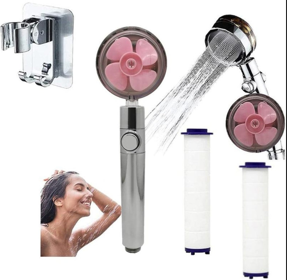 Pommeau de douche à hélice avec bouton d'arrêt et filtre en coton Buse de douche à main haute pression turbocompressée