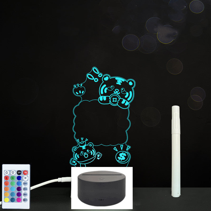 Tableau de message en acrylique 3D avec écriture à la main et lumière LED