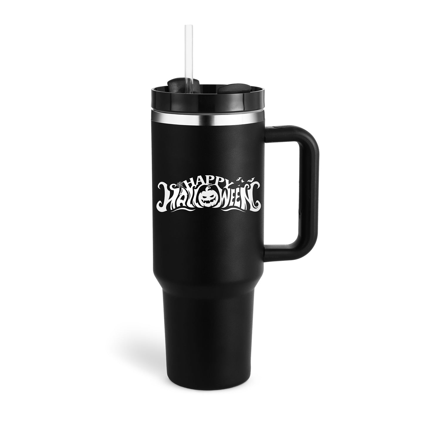 Gobelet de 40 oz avec poignée en paille isolée, tasse à café sous vide anti-déversement en acier inoxydable avec couvercle, tasse conique, cadeaux pour amoureux de la Saint-Valentin, convient pour la voiture, la salle de sport, le bureau, les voyages