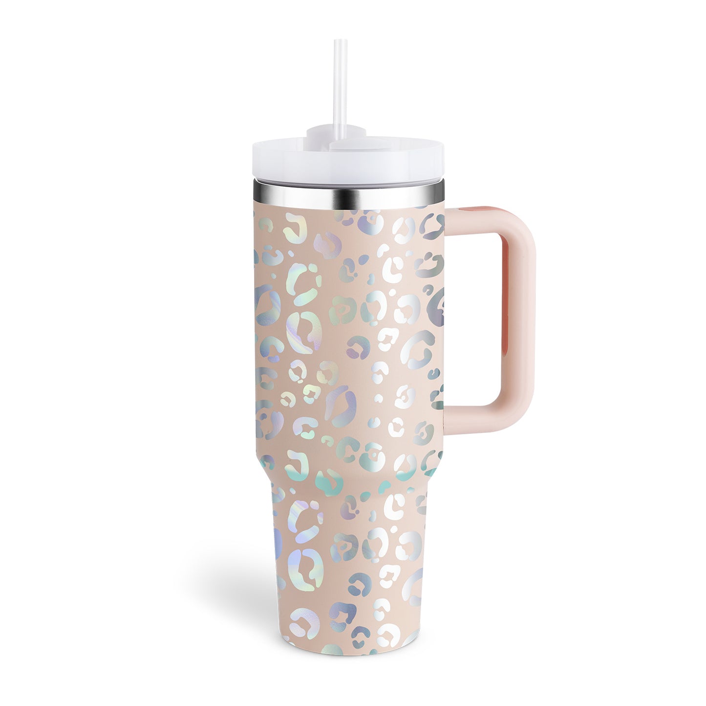 Tasse à café en paille de 40 oz avec poignée, bouteille d'eau portable en acier inoxydable pour voiture, grande capacité, tasse de voyage sans bisphénol A