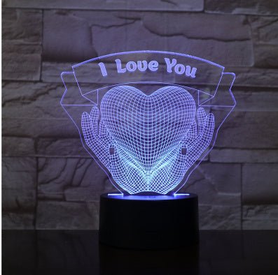 Cadeau de la Saint - Valentin Lumière nocturne 3D en forme de mains tenant l'amour - KaoKao