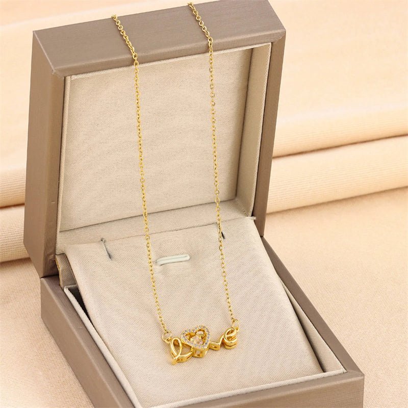 Cadeau de la Saint - Valentin Nouveau Collier en Acier Titane Mode Nouveau Collier Intelligent Amour Chaîne Clavicule Femme Bijoux de Mode Femme - KaoKao