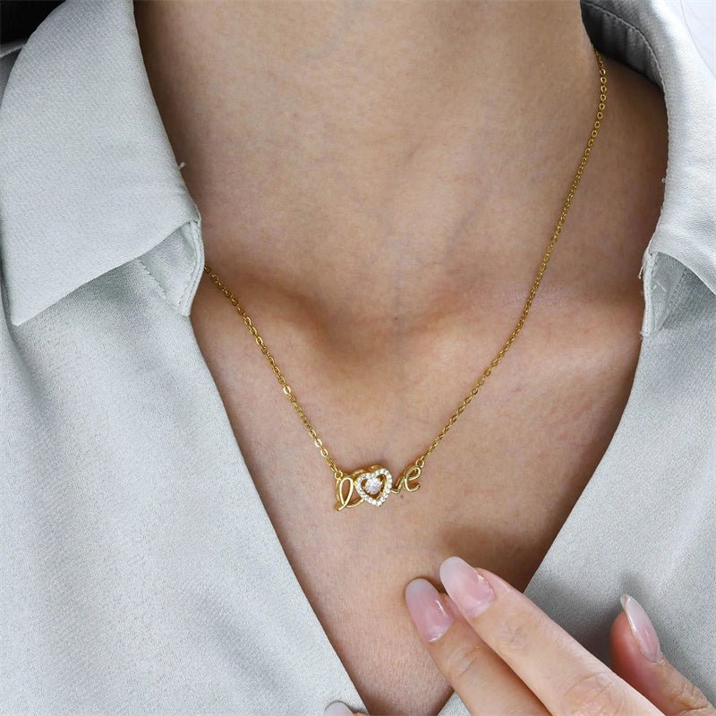 Cadeau de la Saint - Valentin Nouveau Collier en Acier Titane Mode Nouveau Collier Intelligent Amour Chaîne Clavicule Femme Bijoux de Mode Femme - KaoKao