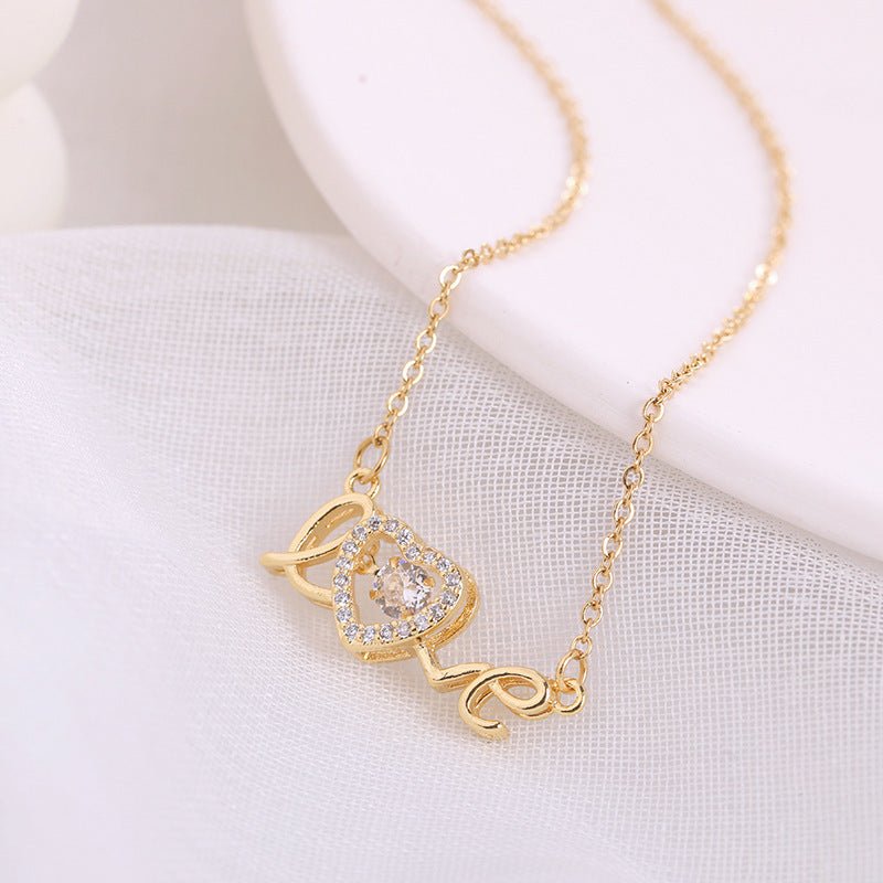 Cadeau de la Saint - Valentin Nouveau Collier en Acier Titane Mode Nouveau Collier Intelligent Amour Chaîne Clavicule Femme Bijoux de Mode Femme - KaoKao