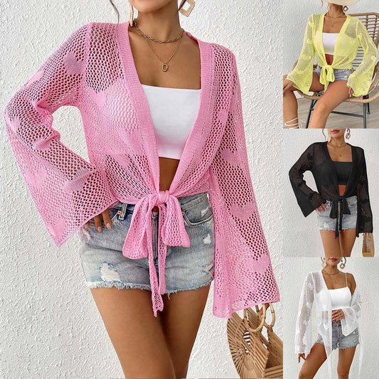 Cardigan à lacets et manches cloche pour femme - KaoKao