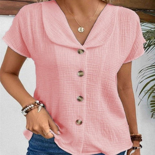 Cardigan d'été à manches courtes et boutons pour femme, couleur unie, tendance - KaoKao