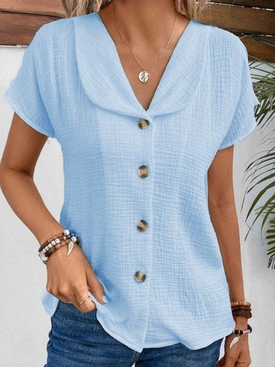 Cardigan d'été à manches courtes et boutons pour femme, couleur unie, tendance - KaoKao