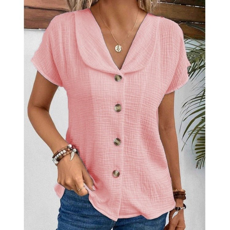 Cardigan d'été à manches courtes et boutons pour femme, couleur unie, tendance - KaoKao