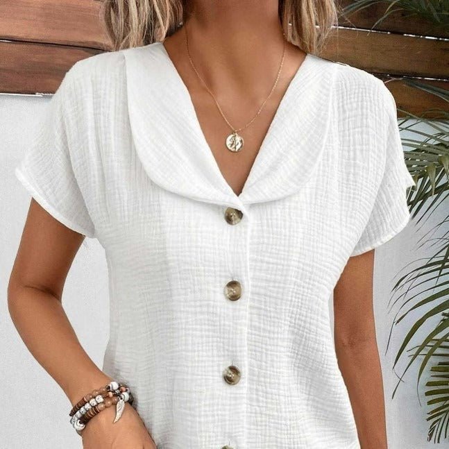 Cardigan d'été à manches courtes et boutons pour femme, couleur unie, tendance - KaoKao