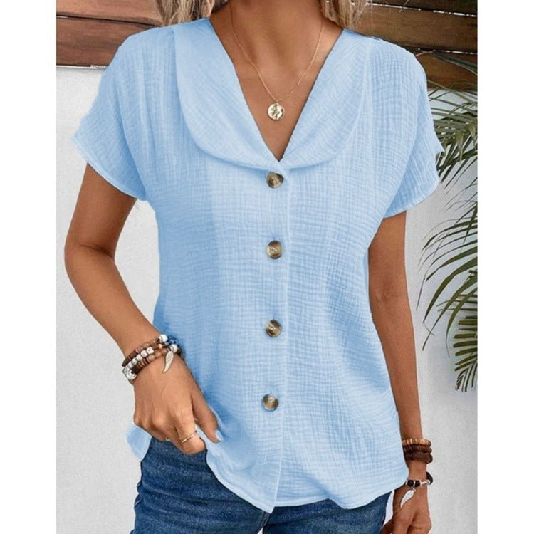 Cardigan d'été à manches courtes et boutons pour femme, couleur unie, tendance - KaoKao