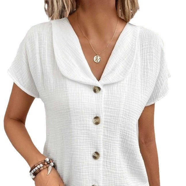 Cardigan d'été à manches courtes et boutons pour femme, couleur unie, tendance - KaoKao
