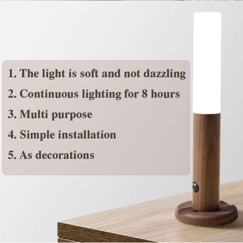 Lumière de nuit sans fil en bois magnétique USB LED pour couloirs, lumières de porche, lampe murale avec capteur de mouvement PIR, lampe de cabinet.