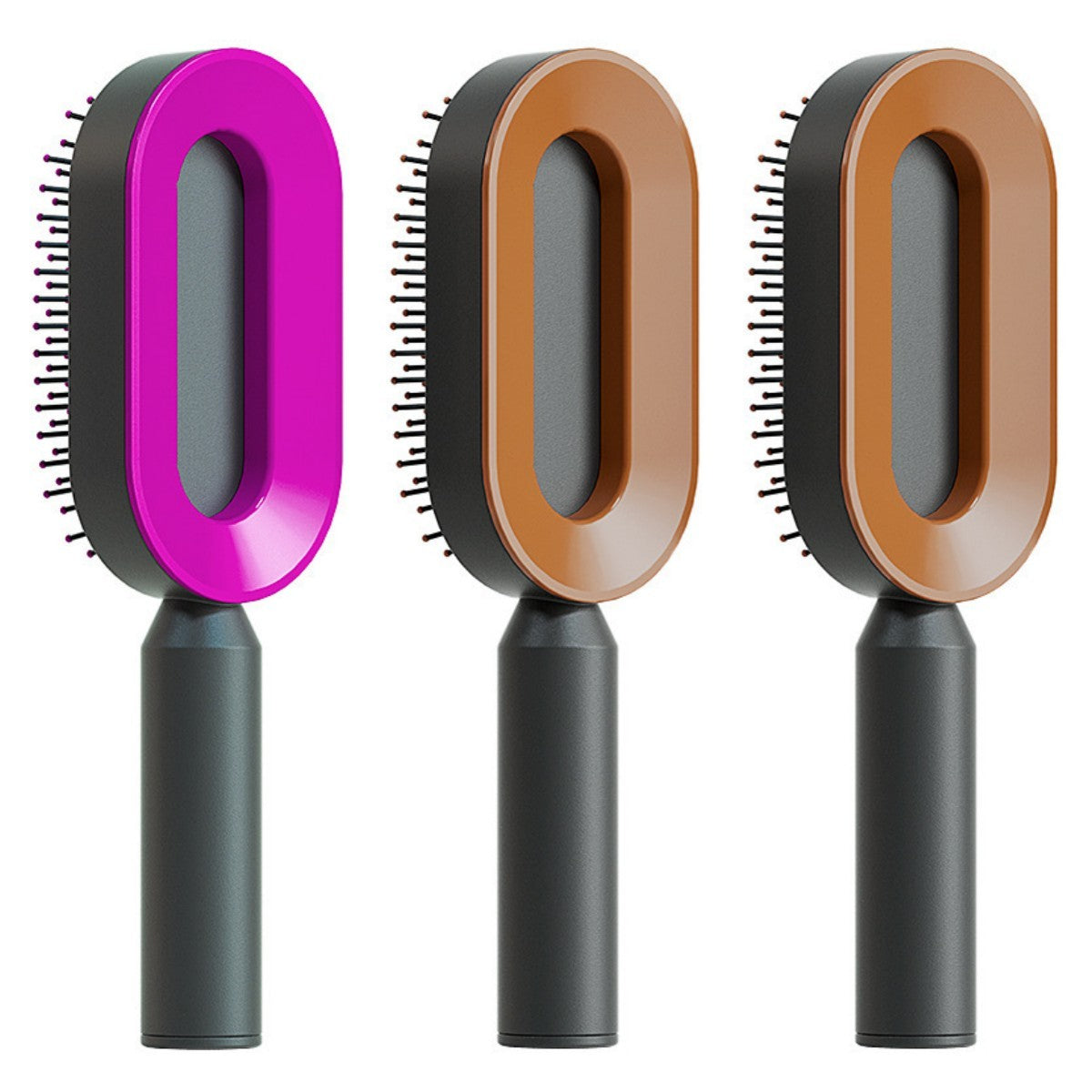 Brosse à cheveux auto-nettoyante pour femmes, brosse de massage du cuir chevelu avec airbag anti-perte de cheveux et nettoyage à une touche, brosse anti-statique.