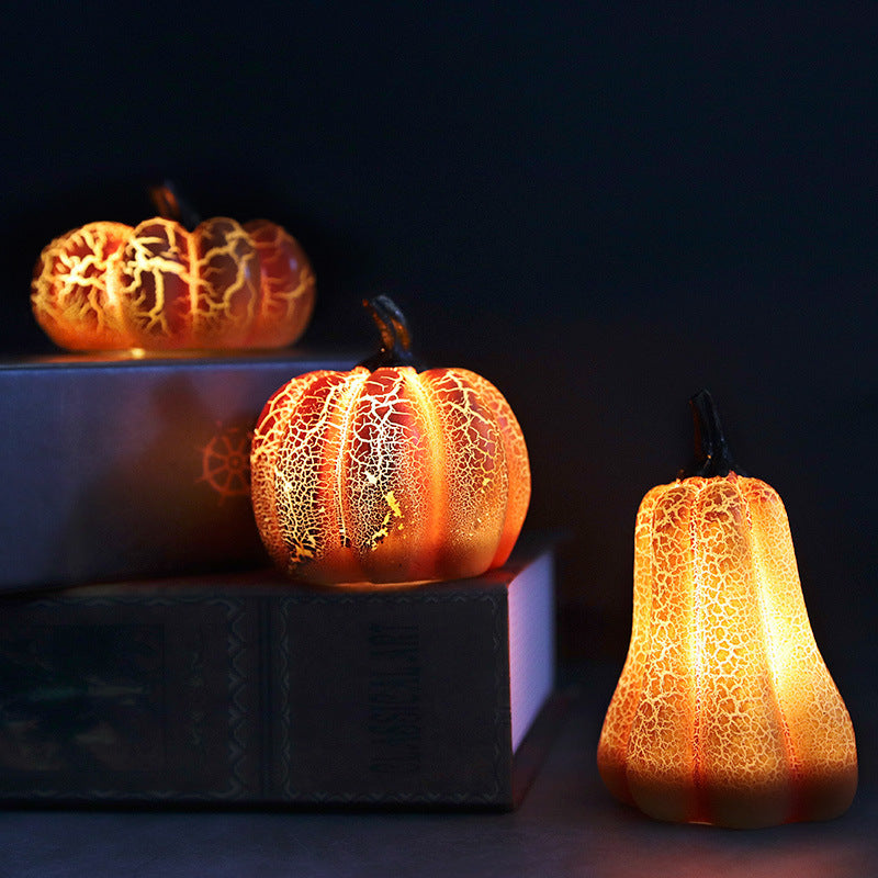 Nouvelle simulation de lanterne citrouille d'Halloween, lampe à bougie LED en résine, citrouille lumineuse.