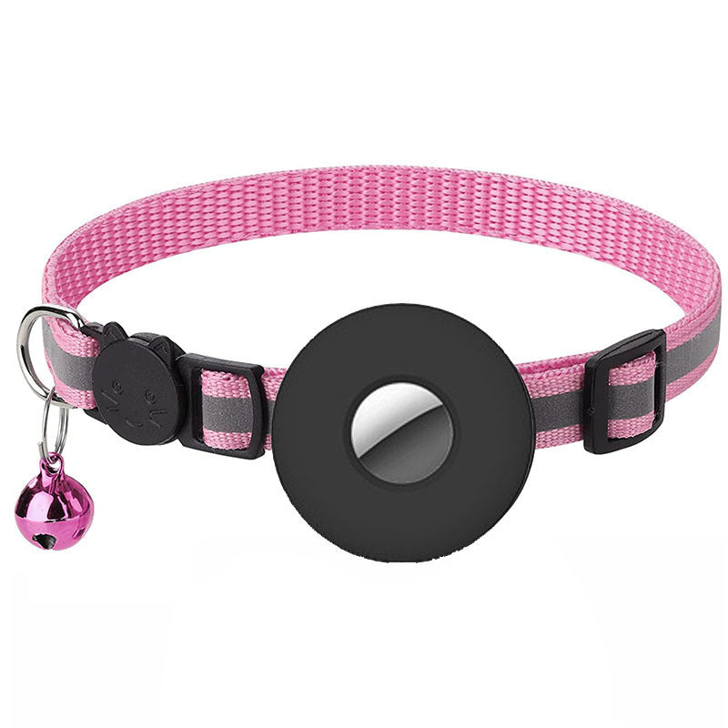 Collier pour animal de compagnie Airtag avec cloche réfléchissante ajustable anti-perte pour chat et chien.