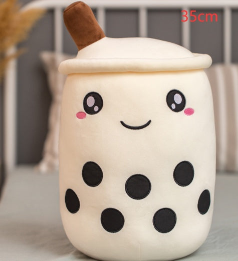 Jouet en peluche de tasse de thé au lait à la fraise, boisson en peluche douce, coussin de thé à bulles, cadeau pour enfants.