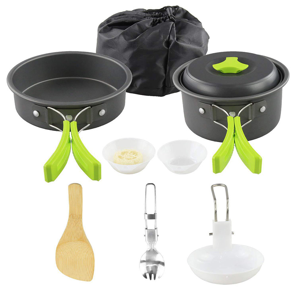 Kit de cuisine de camping Ensemble de cuisine d'extérieur Équipement en aluminium Casserole d'extérieur Vaisselle de voyage Cuisine Randonnée Pique-nique Barbecue