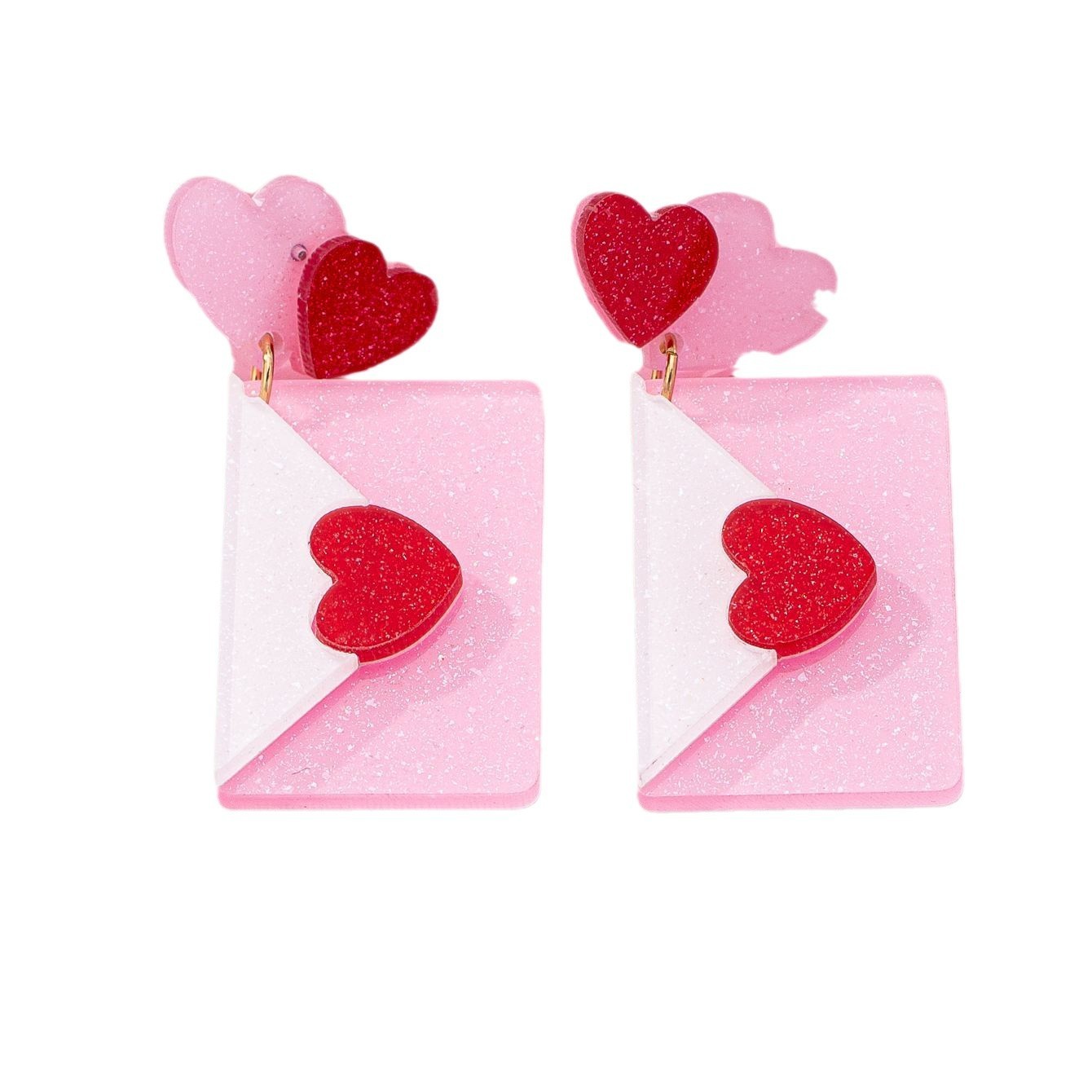 Boucles d'oreilles en acrylique en forme d'enveloppe amoureuse pour la Saint-Valentin