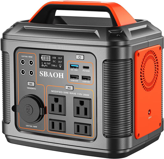 Centrale électrique portable P302, prise américaine, batterie de secours au lithium 300 W 296 Wh, générateur solaire pour alimentation de secours domestique et extérieure, panneau solaire non inclus. - KaoKao