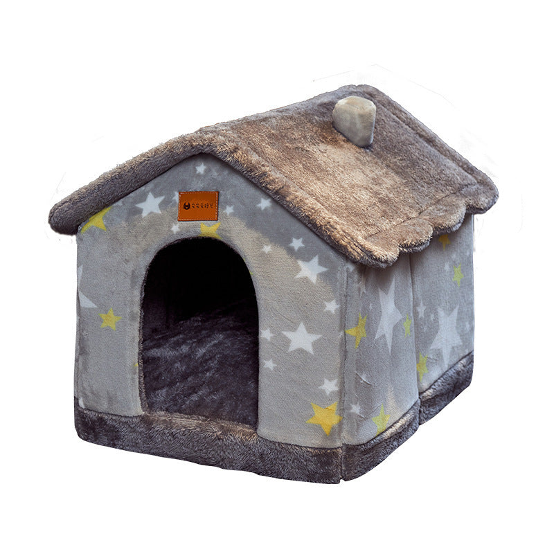 Maison pour chien pliable, lit pour chat, villa d'hiver pour chien, chenil de sommeil, nid amovible, cave chaude et fermée, canapé pour animaux de compagnie.