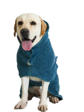 Robe de bain pour animaux absorbante en microfibre avec ceinture.