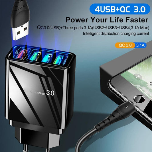 Chargeur de téléphone mobile 4USB éclairé tête de charge 3A - KaoKao