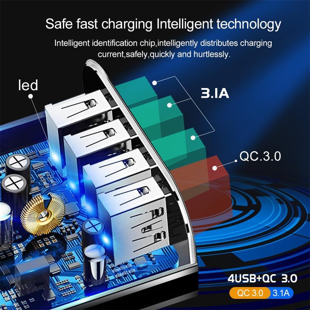 Chargeur de téléphone mobile 4USB éclairé tête de charge 3A - KaoKao