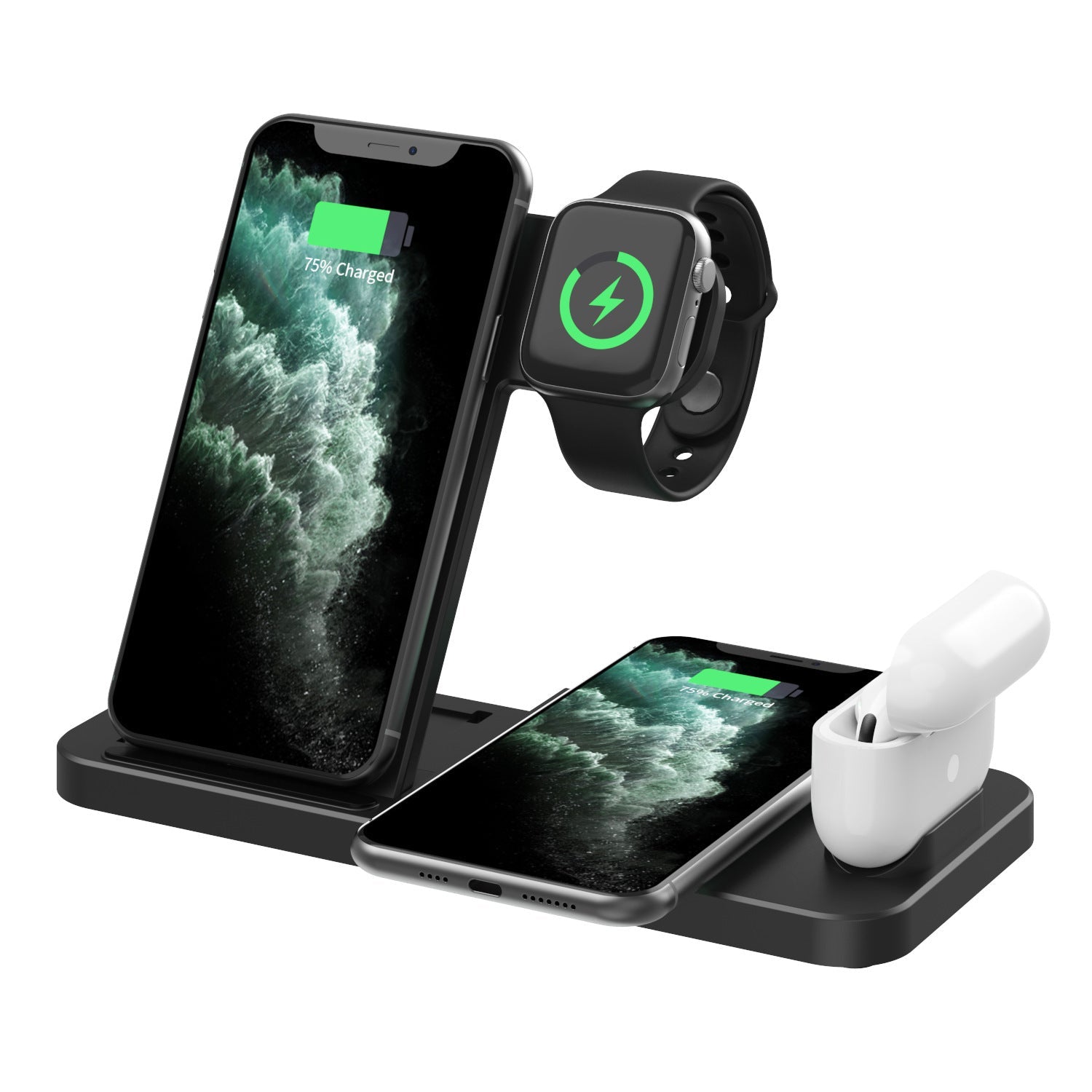 Chargeur sans fil Chargeur sans fil trois en un pour téléphones et montres - KaoKao
