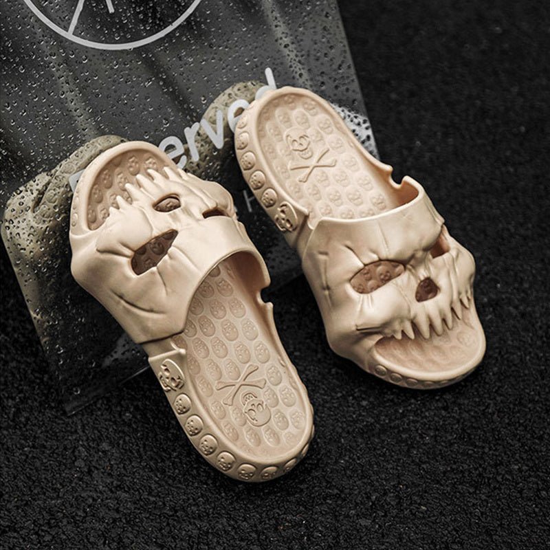 Chaussons d'Halloween personnalisés avec motif de crâne pour salle de bain, intérieur et extérieur, chaussures de plage amusantes - KaoKao