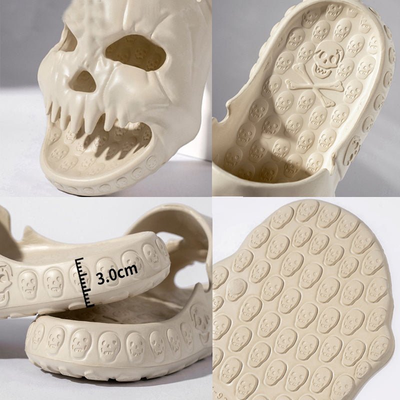 Chaussons d'Halloween personnalisés avec motif de crâne pour salle de bain, intérieur et extérieur, chaussures de plage amusantes - KaoKao