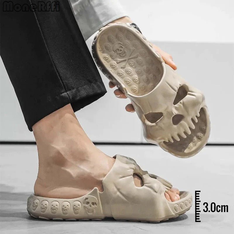 Chaussons d'Halloween personnalisés avec motif de crâne pour salle de bain, intérieur et extérieur, chaussures de plage amusantes - KaoKao