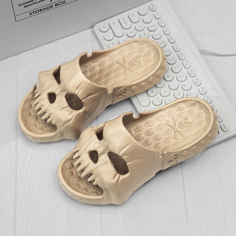 Chaussons d'Halloween personnalisés avec motif de crâne pour salle de bain, intérieur et extérieur, chaussures de plage amusantes - KaoKao