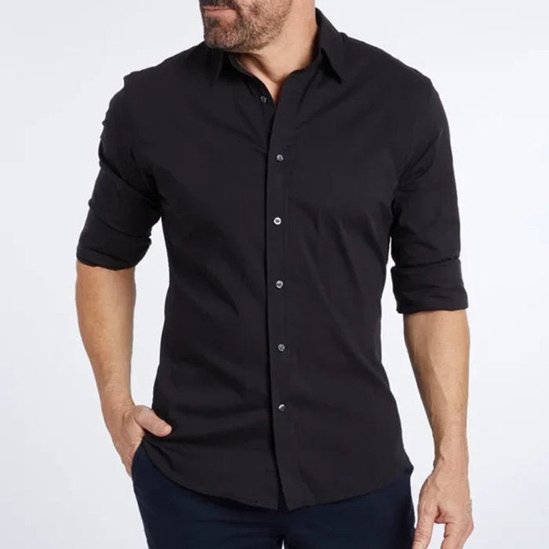 Chemise à manches longues avec fermeture éclair et boutons pour homme - KaoKao