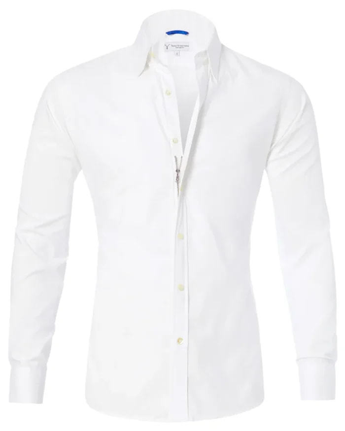 Chemise à manches longues avec fermeture éclair et boutons pour homme - KaoKao