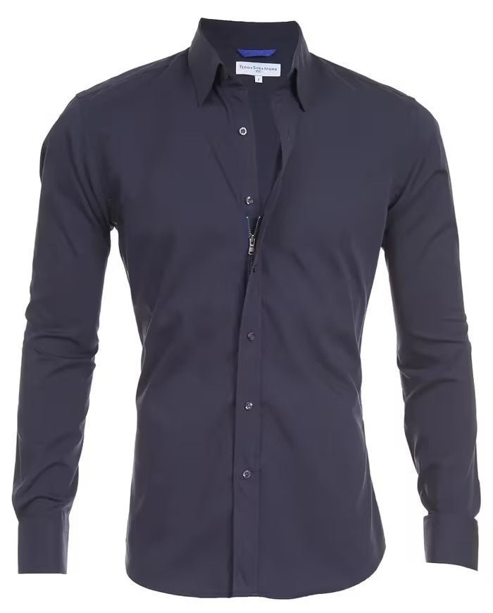 Chemise à manches longues avec fermeture éclair et boutons pour homme - KaoKao