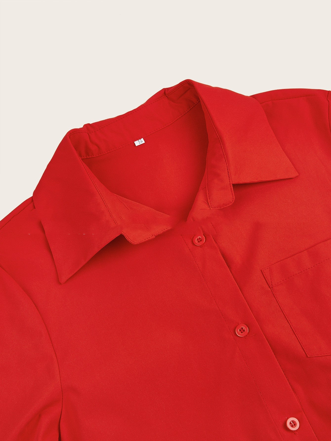 Chemise à manches longues pour femme, couleur unie, robe mi - longue simple - KaoKao