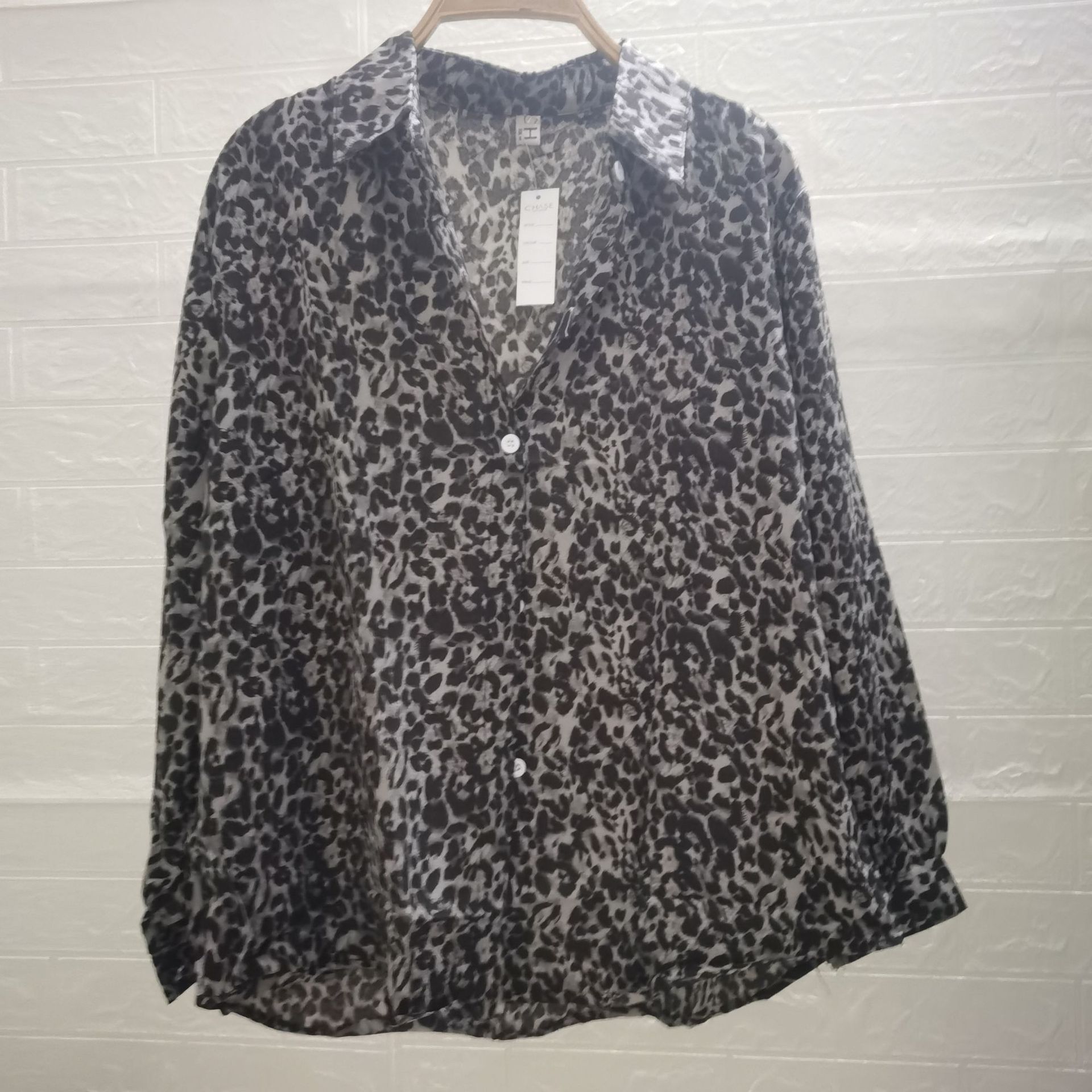 Chemise ample décontractée à manches longues et imprimé léopard pour homme, grande taille - KaoKao